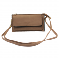 10016- BEIGE PU LEATHER TRI POCKET CLUTCH / CROSS BODY BAG